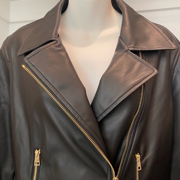 Tahari Faux Leather Moto Jacket - Picture 2 of 5